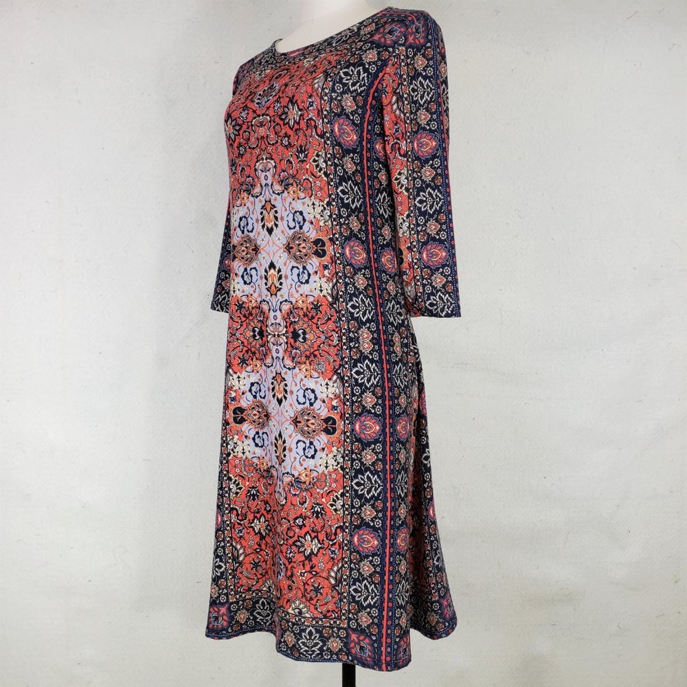 Nurture Soft Stretchy Poly Knit Print Dress M - Picture 4 of 10